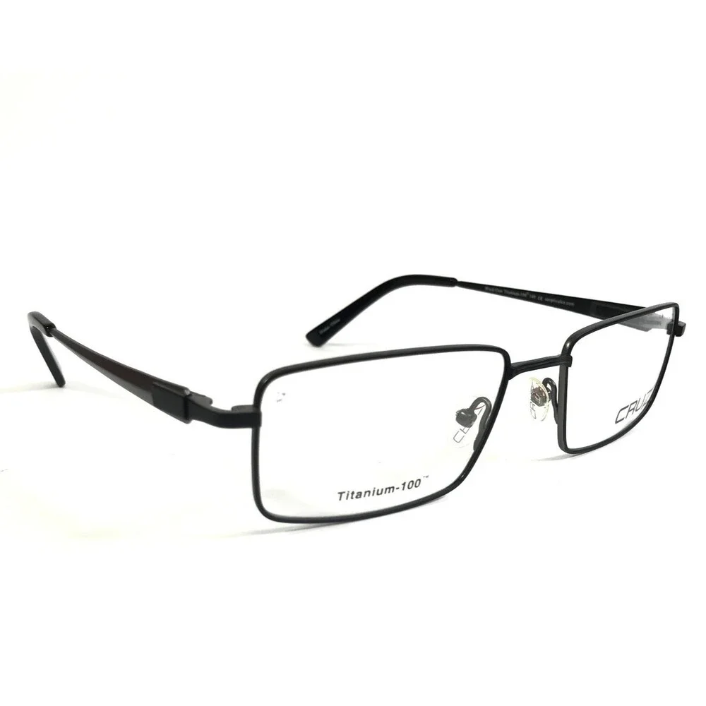 Cruz Eyeglasses Frame I-172 Black Gun Gunmetal Rectangle Titanium 54-18-140